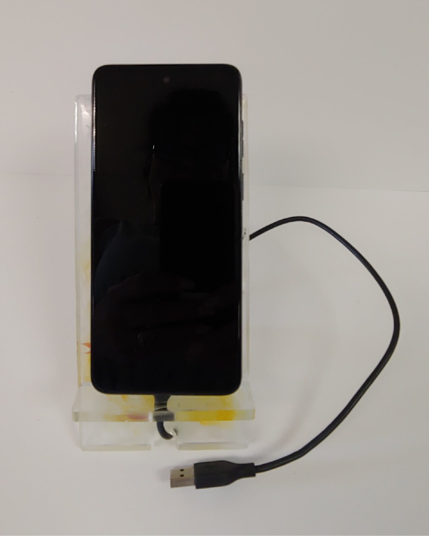 Women’s Custom Yellow Phone Stand | Butterfly & Floral Design with Charging Slot
